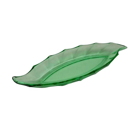 Vintage Heisey Dish Moongleam Twist Green Leaf-Shaped Celery Relish Candy - Picture 10 of 10